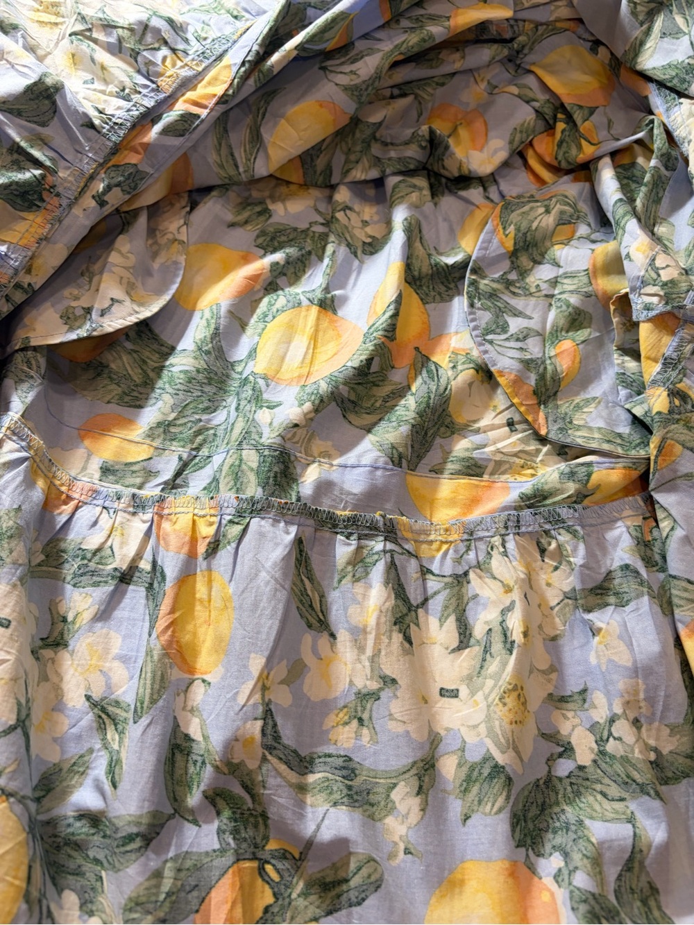 Anthropologie Blue Lemon-Print Button midi dress - Picture 12 of 12